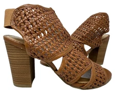 LC Lauren Conrad Women's Morganite Peep Toe Ankle Boots Brown Size:6 177P