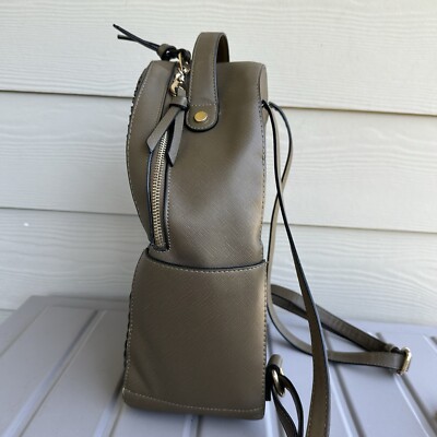 Calpak Kaya Faux Leather Round Backpack Army Green Pockets 