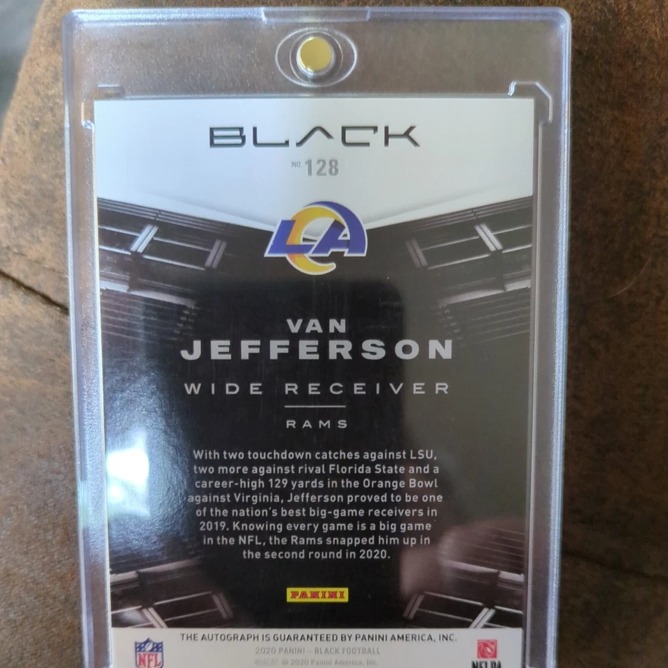 2020 Panini Black Emerald Auto /10 Van Jefferson #128 Rookie Auto RC Rams - Image 2 of 2