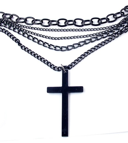 A large Black Cross multi chain Pendant 