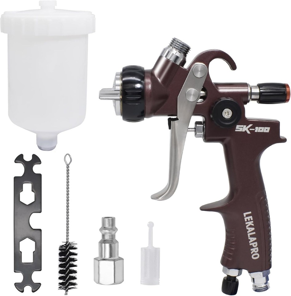 VEVOR 11-Piece Professional Air Spray Gun Kit - 3 Nozzles (1.0, 1.4, 1.8mm), 1000cc Cup, For Cars, Furniture, Fences - View #2