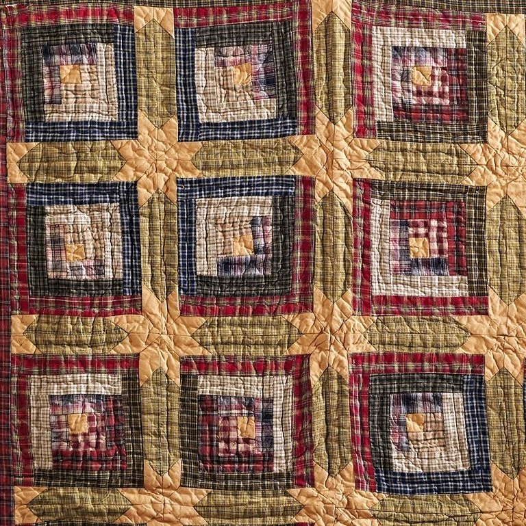 Green Quilted Patchwork Throw Country Primitive Tea Stain 50" x 60" Tea Cabin - Image 3 of 4
