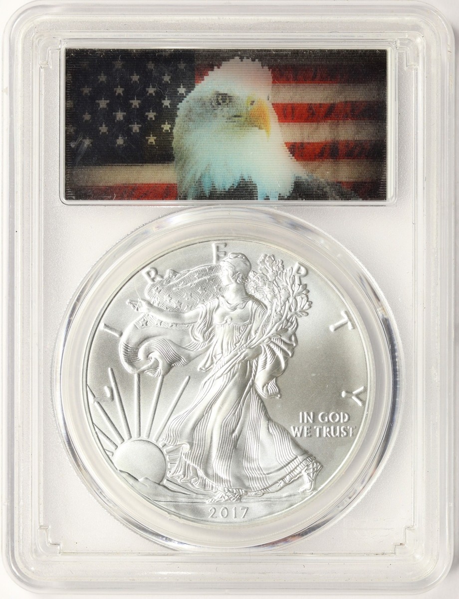 2017 $1 American Silver Eagle PCGS MS69 First Strike Hologram