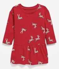 Old Navy Size 0-3 Months ~ Long Sleeve Drop Waist Dress $15 .. Red .. NWT