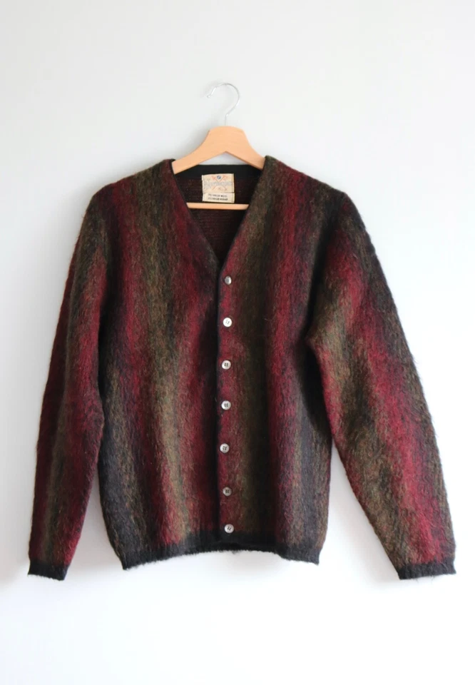Rare Vintage 60s Stripe Mohair Cardigan - Photo 2/4
