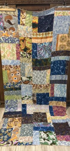 Vintage Boho Crazy Quilt Coverlet Tablecloth 47 X 97 - Picture 1 of 14