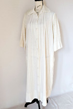 Vintage Neiman Marcus Keyloun Night Gown Lounge Dress Button Lace Texture Ivory