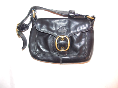 Vintage Coach Bleeker Legacy Tattersall Flap Shoulder Bag Black
