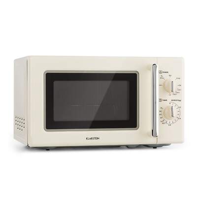Klarstein Retro Mikrowelle 700 W Grill 1000W Microwave 20l Timer Edelstahl creme
