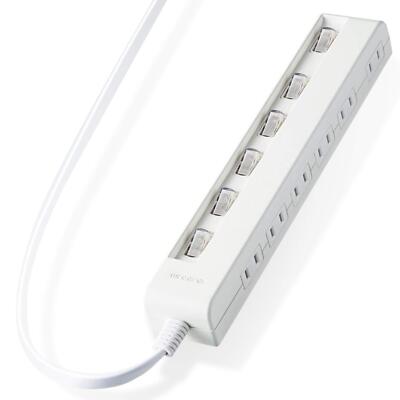 ELECOM Power Strip 6 Outlets 2m Individual Switch Energy Saving Swing Plug