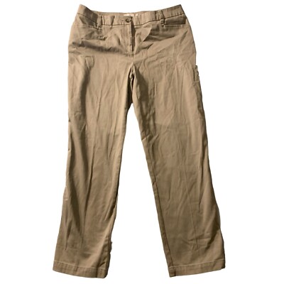 Chico s Pants 2 Reg (L / 12) 35x29 Beige Chino Straight Hi-Rise Stretch Neutral