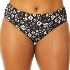 Salt  Cove Trendy Plus Size Coastal Fleurs Soft Side-Tab Bikini Bottoms-1x