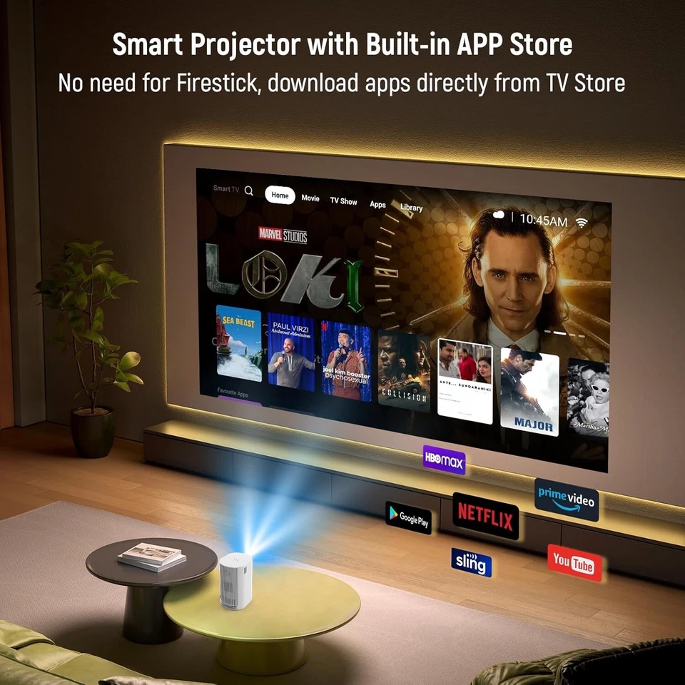 4K Projector with WiFi Bluetooth, Portable Outdoor Movie Projector 120” Screen - Image 3 of 3