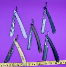 VINTAGE LOT OF 5 STRAIGHT RAZOR BLADES FOLDING KNIFE AMCO JOSEPH ALLEN WALD (#13