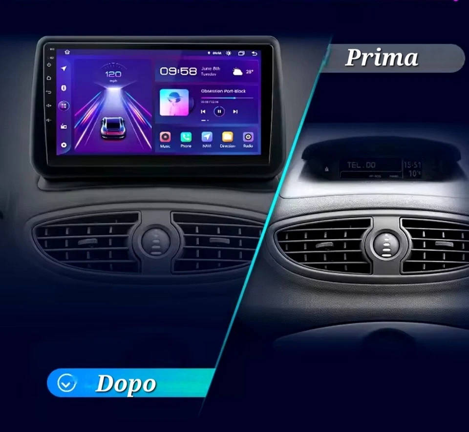 Autoradio per Renault Clio 3 Dal 2005 Al 2014 stereo Android 9 Pollici - Immagine 3 di 4