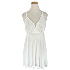 LINEA DONATELLA Women  s White Nightgown Slip Size S Semi-Sheer Laced Bust