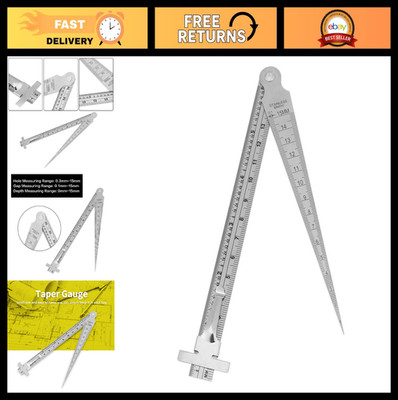 3-in-1 Taper Gage Depth Gauge, Stainless Steel Feeler Tool, 0.3-15mm Aperture Sc