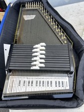 Vintage Oscar Schmidt Autoharp Musical Instrument Black 36 String Heron Case