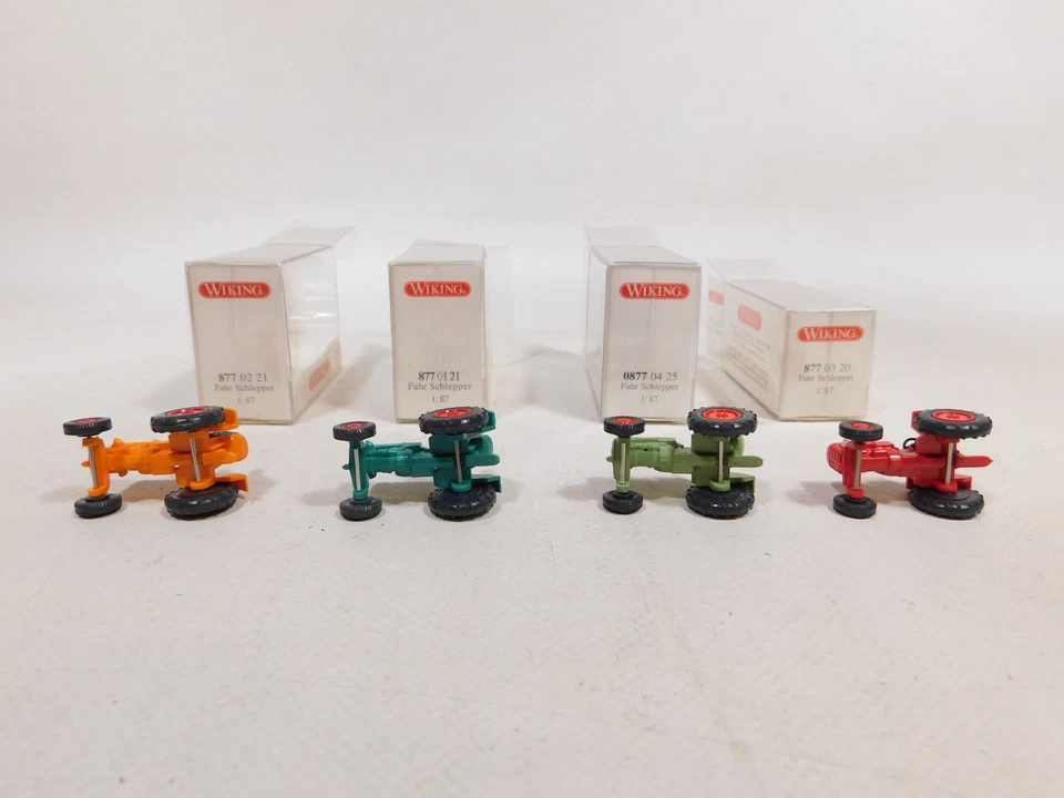 4X Wiking H0 1:87 Trattore Fahr 877 02 21 877 01 21 Ecc Mint+Box #DW717-0,5 - Immagine 3 di 4