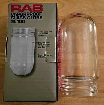 RAB GL100 Clear Glass Globe Vaporproof Light Fixture 100 Series 150W Max