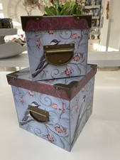 Vintage Looking Storage Boxes with Brass Handles and Corners Set of 2
