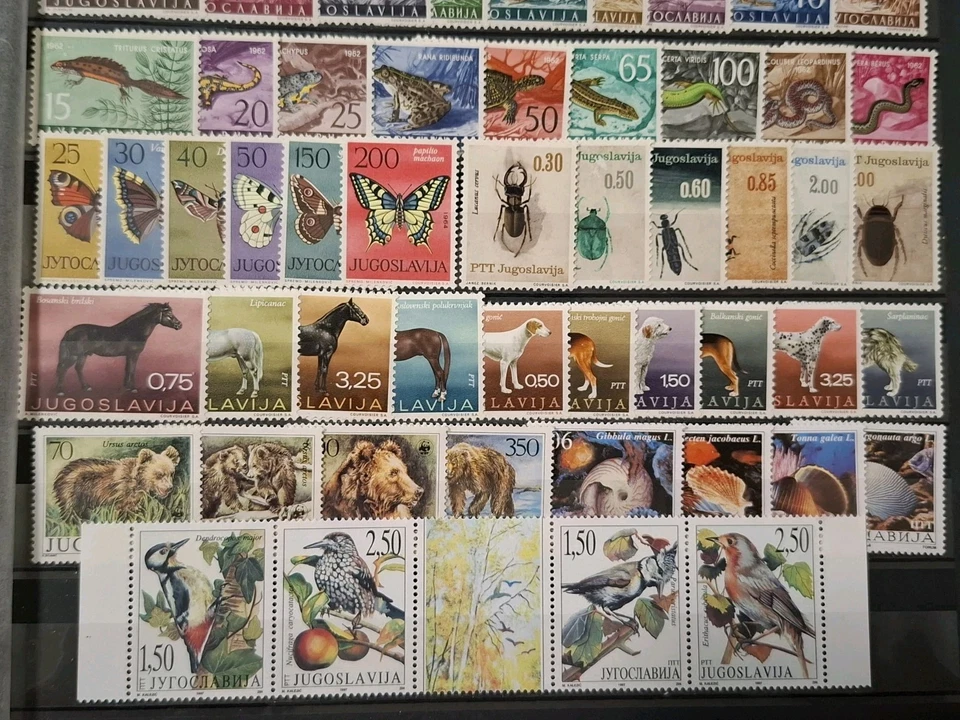 YUGOSLAVIA Fauna Peces Aves Insectos 1954-1956-1958...1997 ** 11 MNH Juegos c... - Imagen 3 de 4