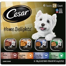 Cesar Home Delights Wet Dog Food 4 Variety Pack, 3.5 oz Trays 24 Pack 