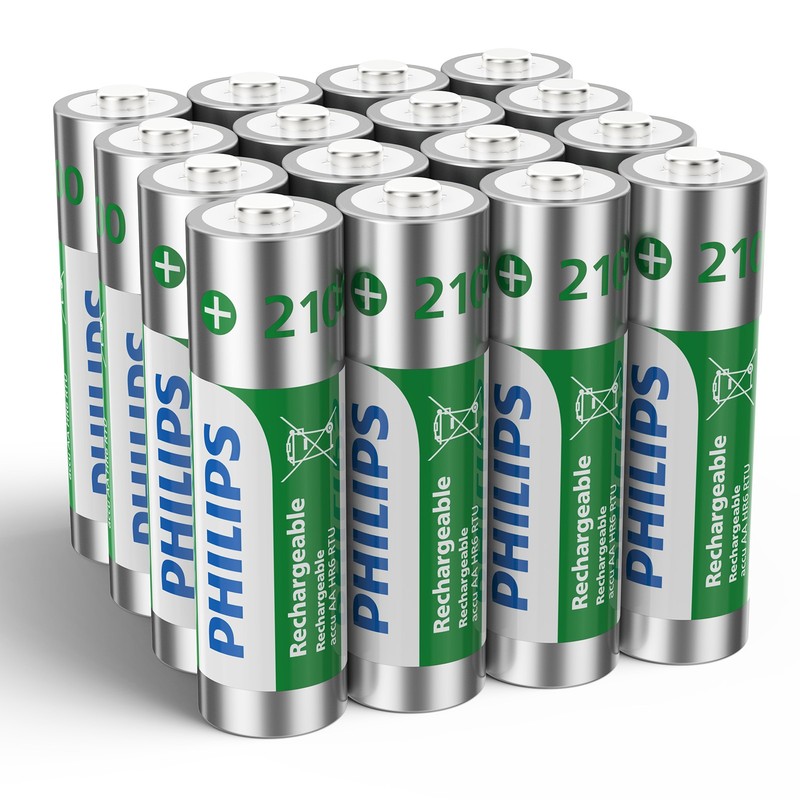 Original 100% NEW 16 PCS Philips 2100mAh 1.2v AA Ni-MH Rechargeable Battery