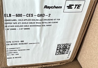 TE Connectivity Raychem ELB-600-CES-GRD-2 Cold Applied Elbow Seal Kit 3 pieces
