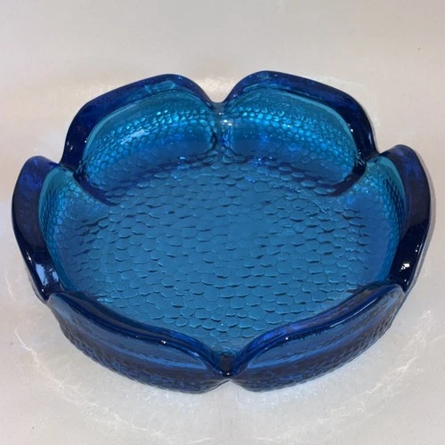 Vintage Cobalt Blue Anchor Hocking Ashtray Trinket Dish