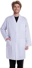 Scientist Doctor Costume Women Men Halloween White Flat Long Sleeve Large