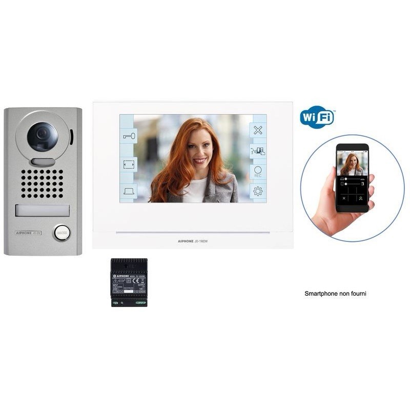 AIPHONE Kit vidéo   avec moniteur écran 7 module wifi intégré  JOS1VW Réf:130413