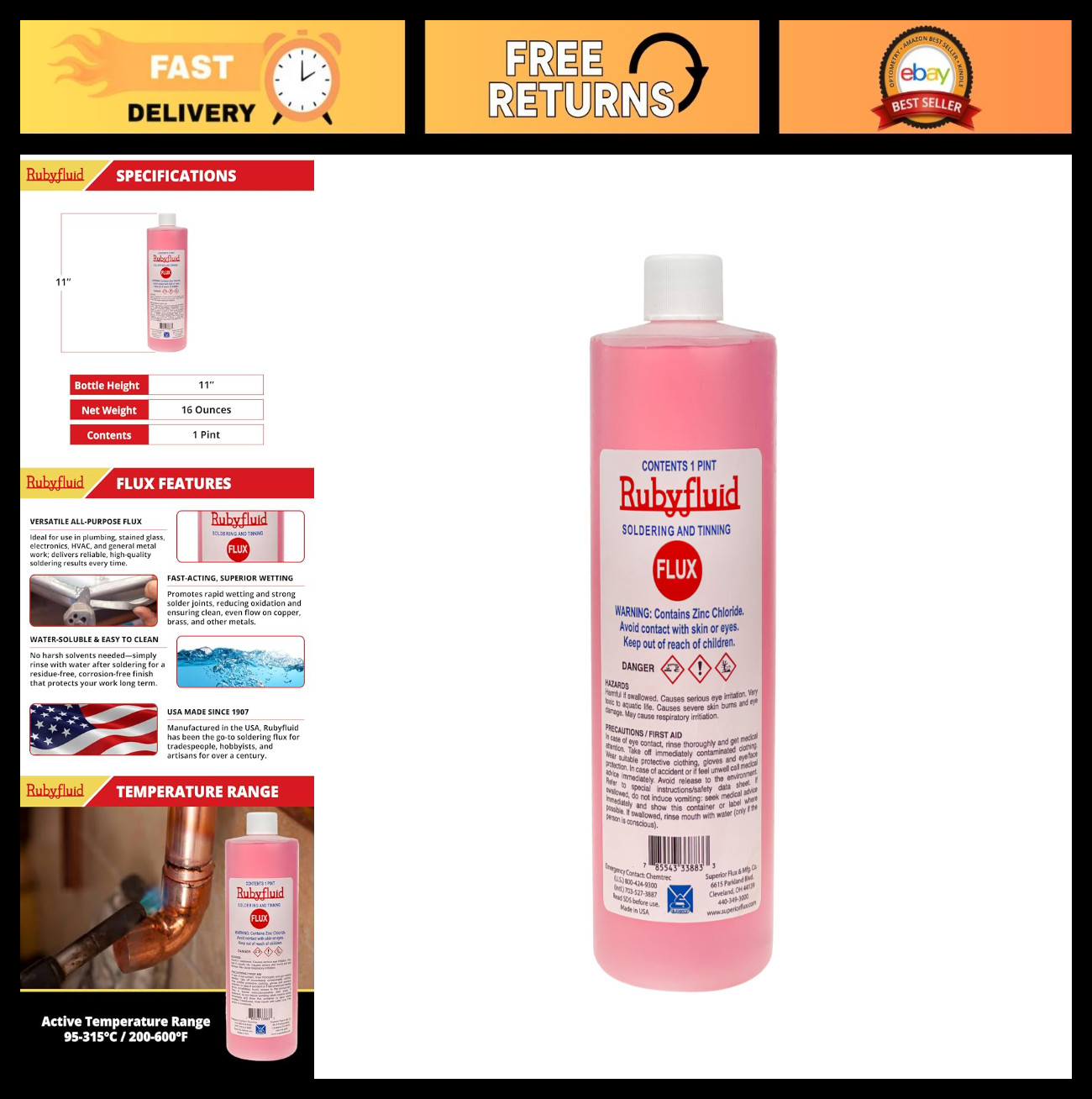 Liquid Soldering Flux - General Purpose for Plumbing, Metalwork & Stained Glass