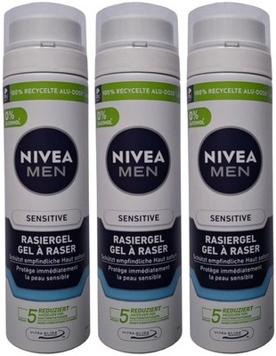 Nivea Men Sensitive Rasiergel 3x 200ml - schützt empfindliche Haut sofort