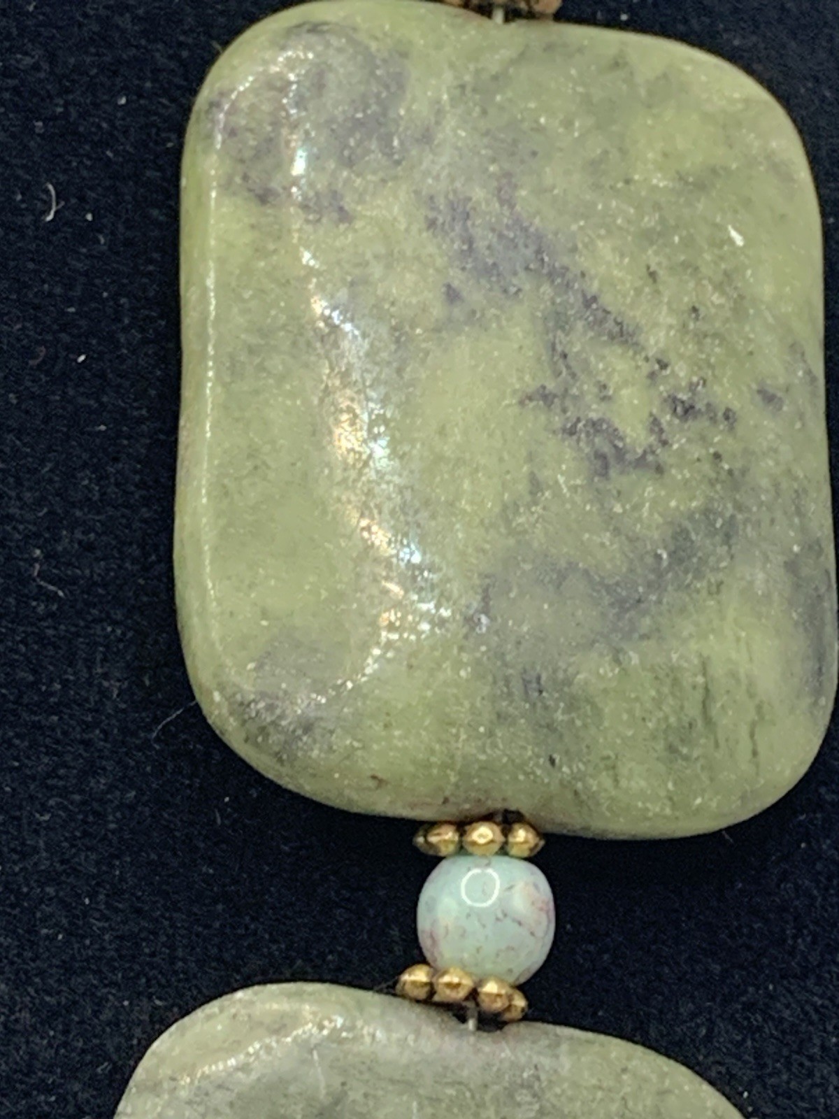 Nephrite Gemstone Square Beaded Statement Necklac… - image 4