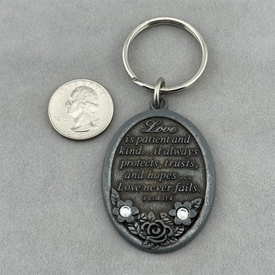 Love Is Patient & Kind & Never Fails 1 Corinthians 13:4 Keychain Key Ring#60778