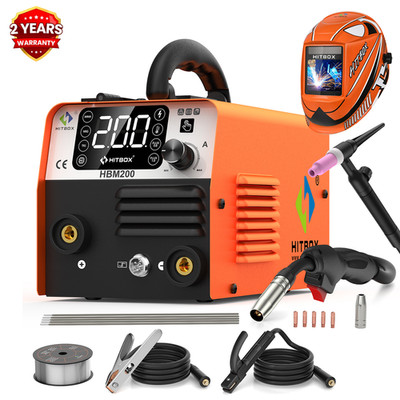 200A 110V/220V Gasless MIG Flux Core ARC/Lift TIG/MMA Welder &TIG Torch +Helmet