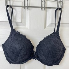 Frederick  s of Hollywood Black Floral Lace Push-Up Bra - Size 34F