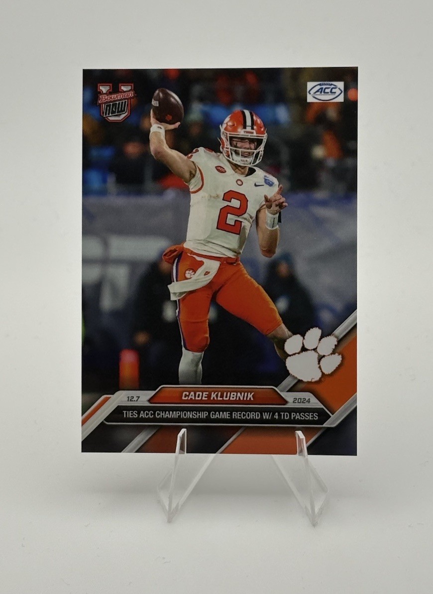 IN HAND Cade Klubnik Clemson ACC Champ 2024 Bowman U NOW Football Card 57