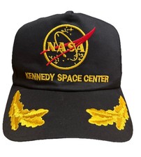 Vintage NASA Hat Cap Snap Back Black Kennedy Space Center Embroidered Logo 90s