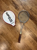 Vintage Wilson T2000 Tennis Racquet Steel Frame w/ Cover 4 3/8 Grip USA Jimmy Co