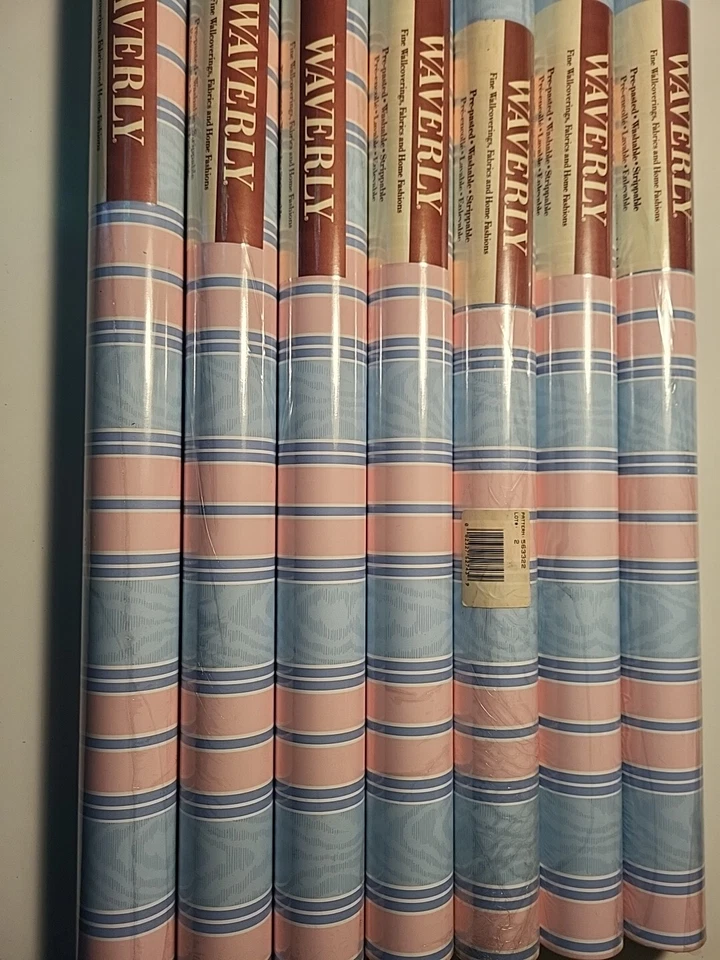 Waverly Classic синие/розовые обои 7 двойных рулонов предварительно наклеенные 60 SF в рулоне новые из старых запасов - Изображение 3 из 4