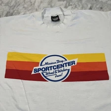 Vintage XL Mission Bay Sport Center Wind & Water Fun Screen Stars Best SS Shirt