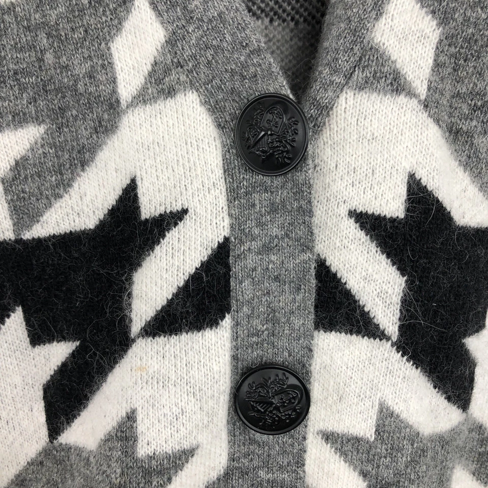 Cárdigan Forever 21 Angora Rabbit Lana Botón Frontal Pata de Gallo Marfil Pequeño AF4 Foto 4 de 4