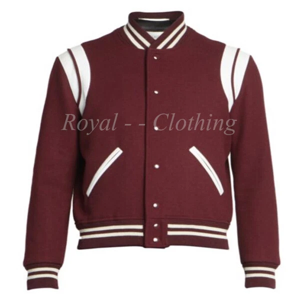 Giacca Supreme Varsity pelle righe elegante letterman lana baseball marrone
