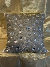 White & Silver Silk Lumbar Pillow Cover Beaded & Crystal The Homecentric