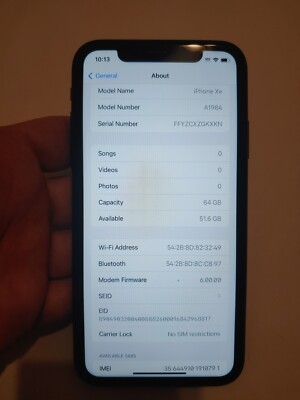 Apple iPhone XR A1984 Factory Unlocked 64GB Black, Excellent, 96% Battery Health