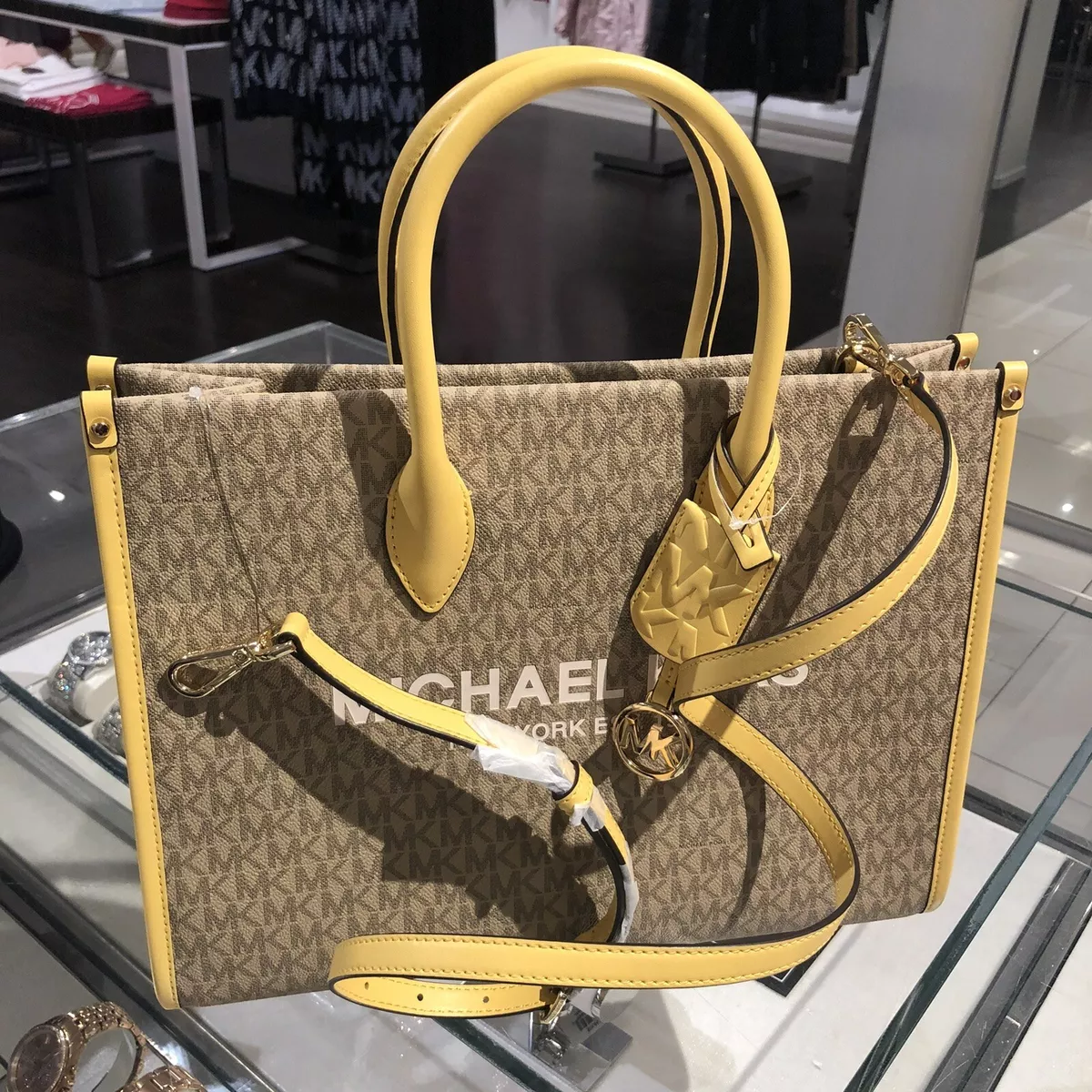 Michael Kors Mirella Medium EW Tote Bag Vanilla MK Signature