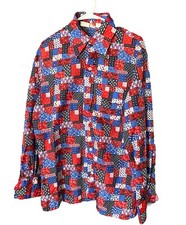 Vintage Skyr Men  s 1960s Disco Paisley Floral Colorful Print Shirt Sz Medium M