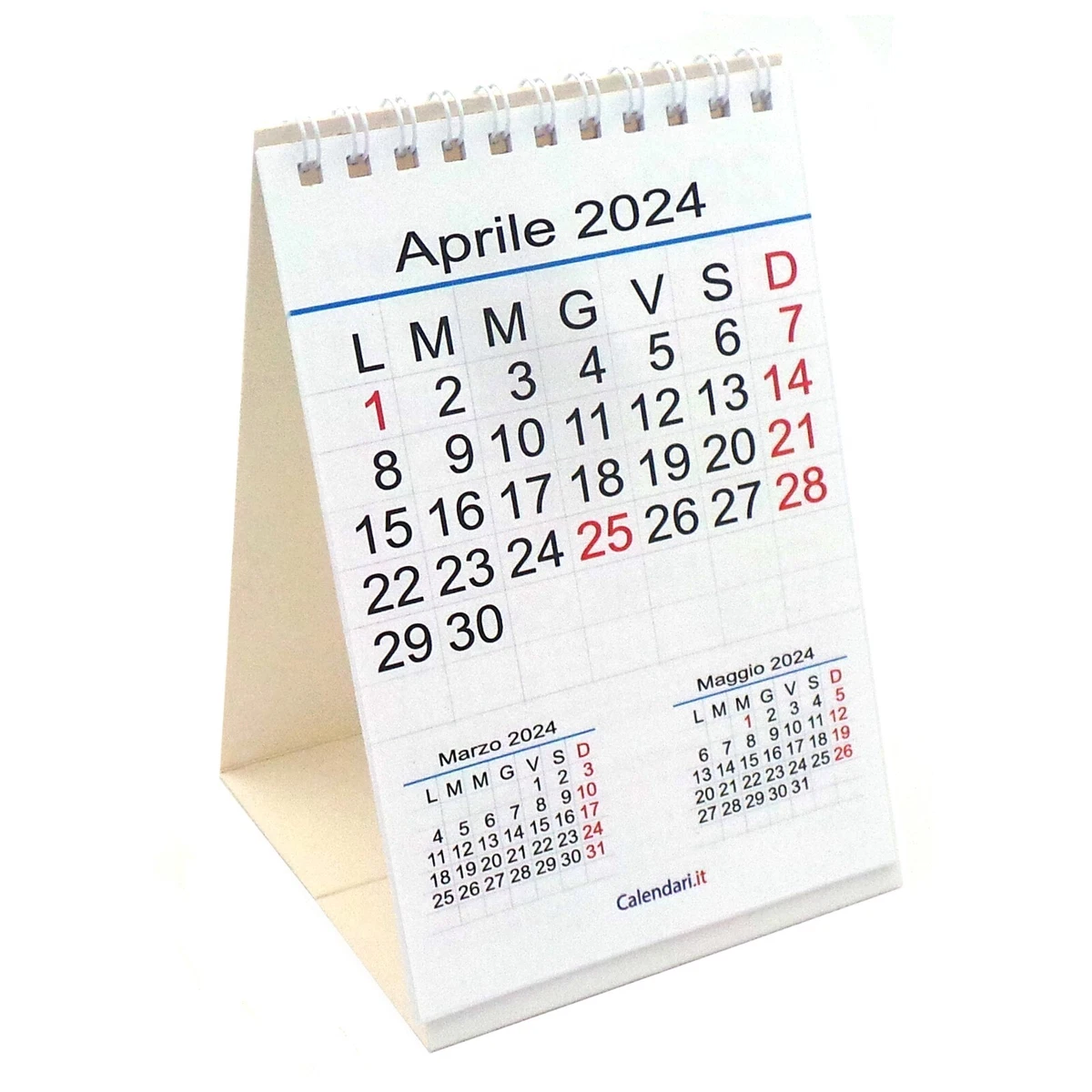 Calendario 2024 da tavolo 10X15 cm 12 mesi festività italiane. Numeri  Grandi